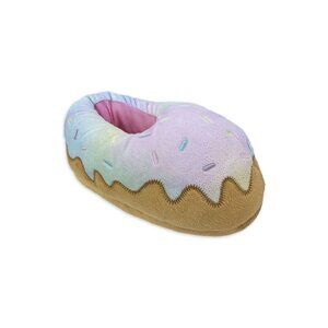 NWT Wonder Nation Girls’ Rainbow Fluffy Donut Slippers – Cozy Sleep Lounge, 4-5
